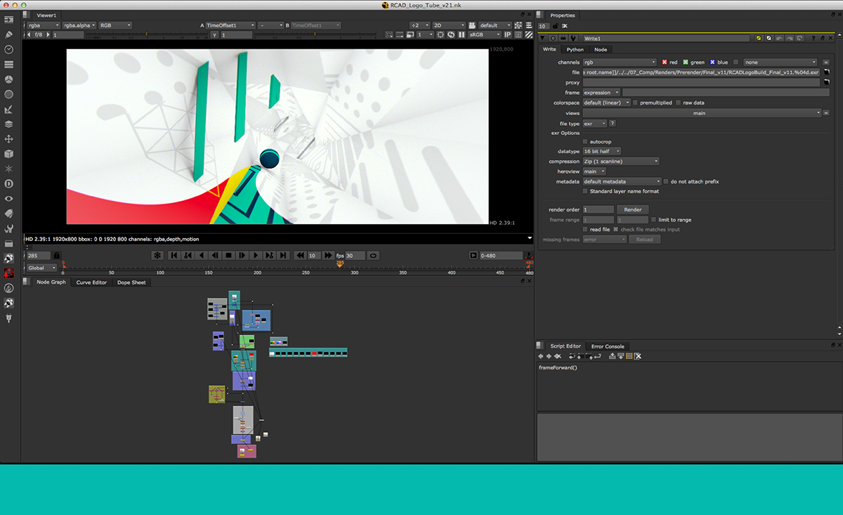 Adobe Portfolio logo ringling college film opener open build Patterns 2D 3D Cinema graphics motion pulse Sunny strips