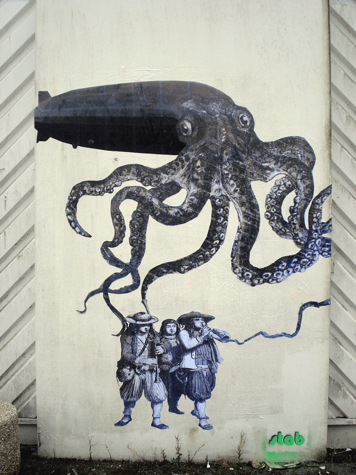 octopus zeppelin brittany bretagne Folklore biniou sonneurs pieuvre mollusque collage STAB stabeor