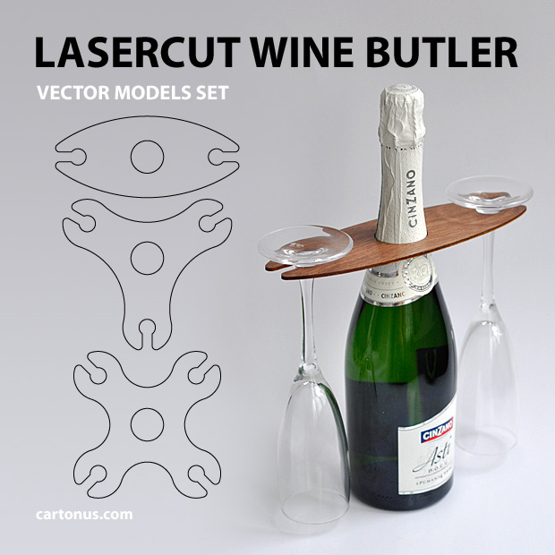 vine glasses Rocker Wine Butler Lasercut