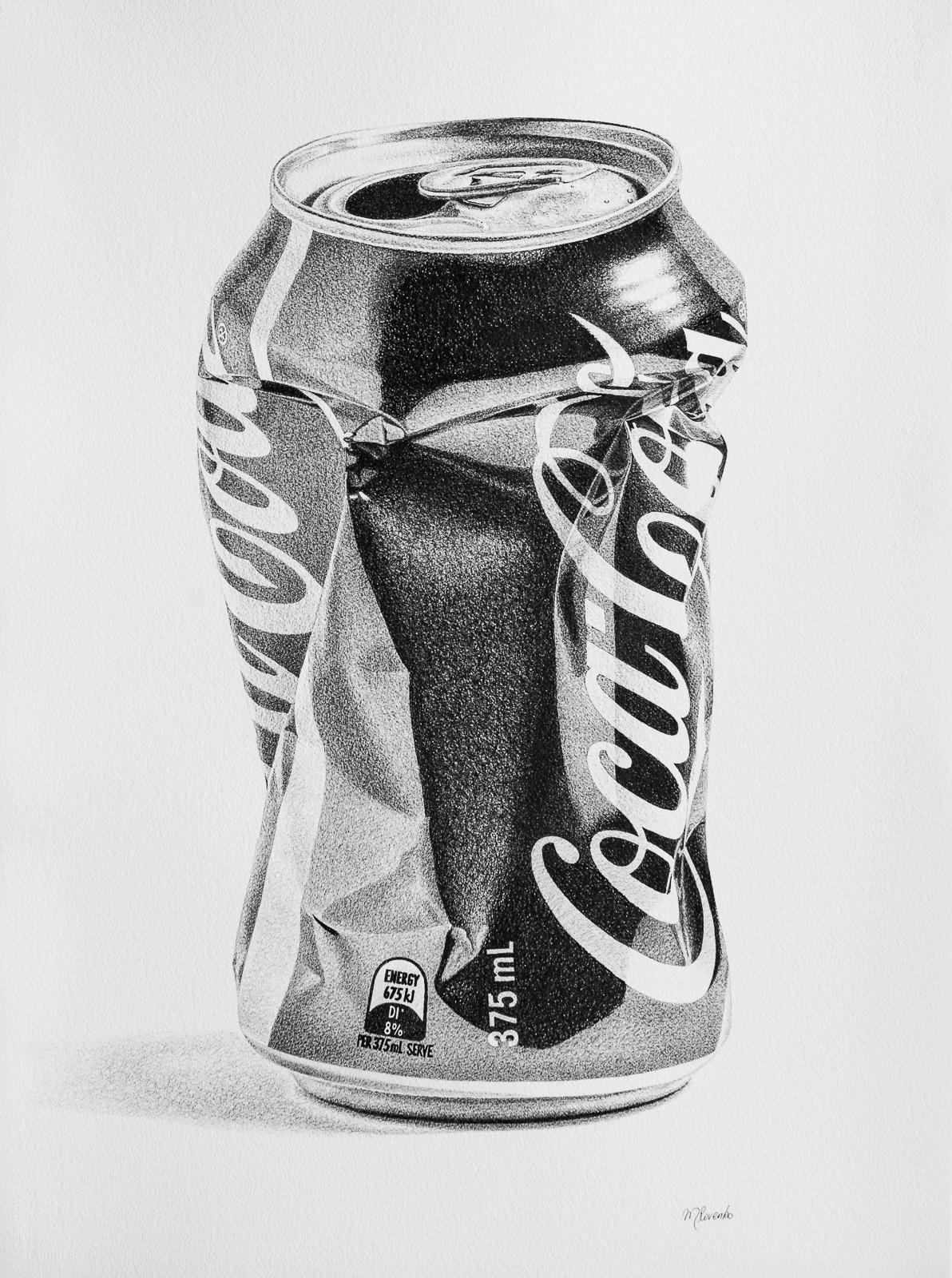 Coca Cola coke drink beverage sugar kick softdrink Pen on Paper black and white archival ink hyperreal realistic