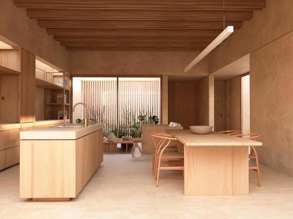 architecture design interior design  kitchen minimal modern wood