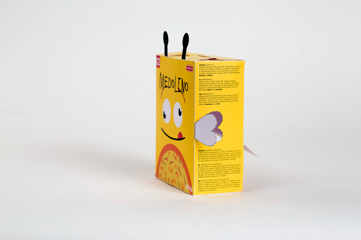 children Packaging design yellow bee honey Perforation dotted line cut wings