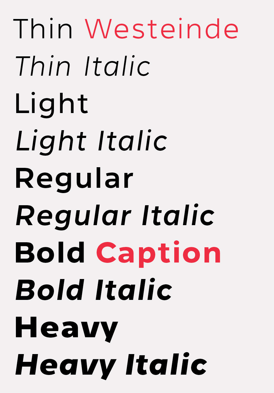 Typeface type font font family type family Westeinde letters typo sans serf sansserif optical size #TYPO16xAdobe