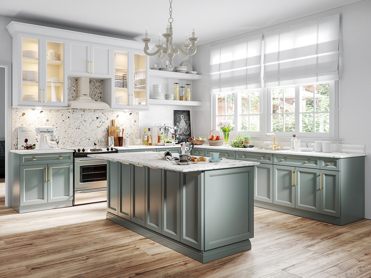 kitchen CGI Trinity pastel 3D Render realistic
