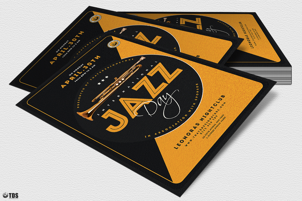 thatsdesignstore flyer poster template jazz Day concert festival band trumpet