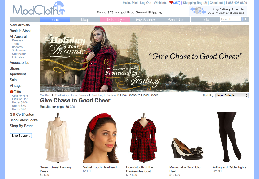 Web ecom Lookbook stylebook Retail Shopping Holiday modcloth