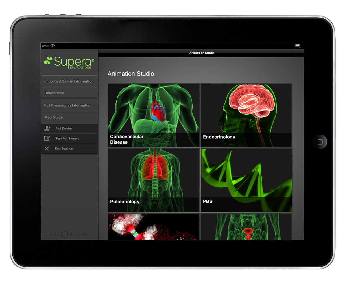 iPad Pharma wireframe medical e-detailing app interactive design