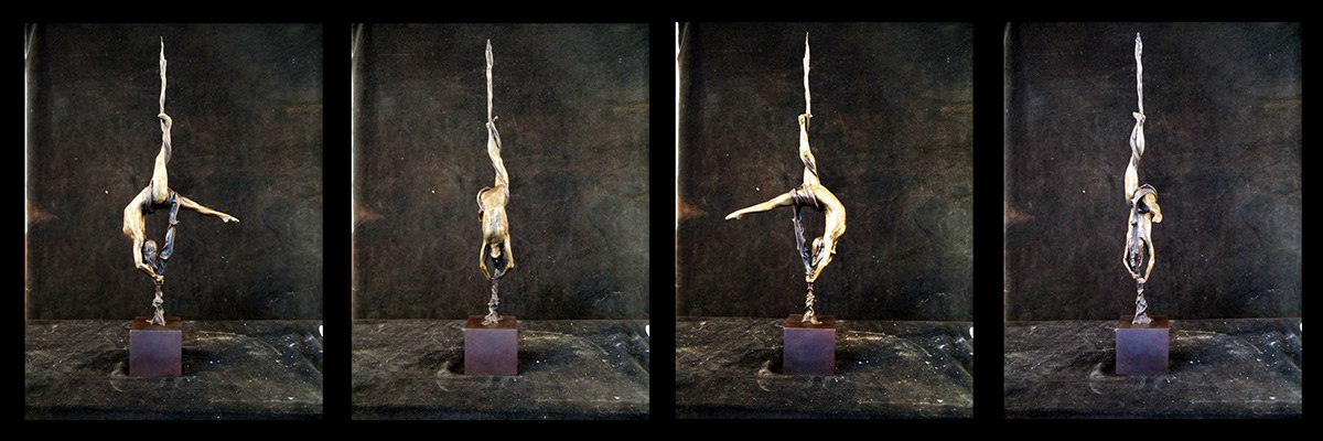 art sculpture ribbon girl Lady woman cast bronze
