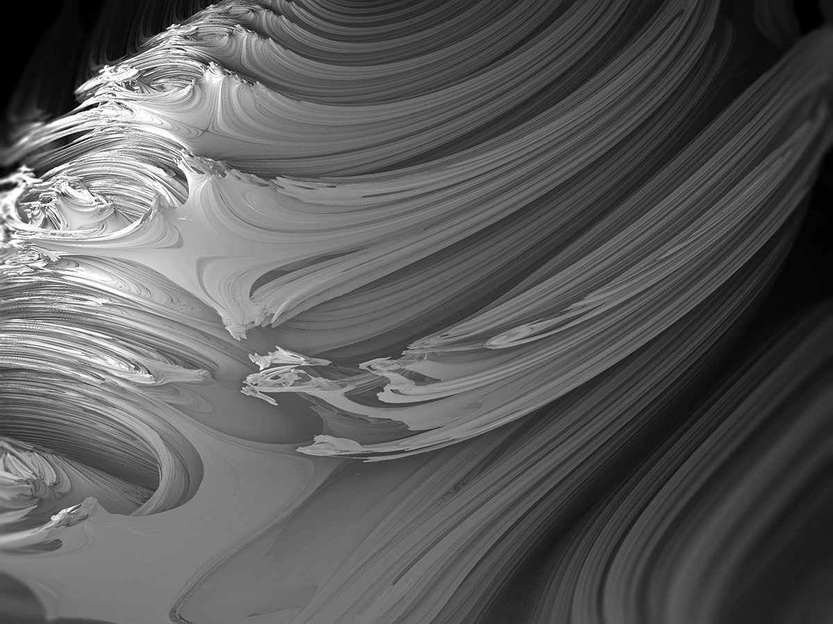 digital art fractal black and White waves vortex
