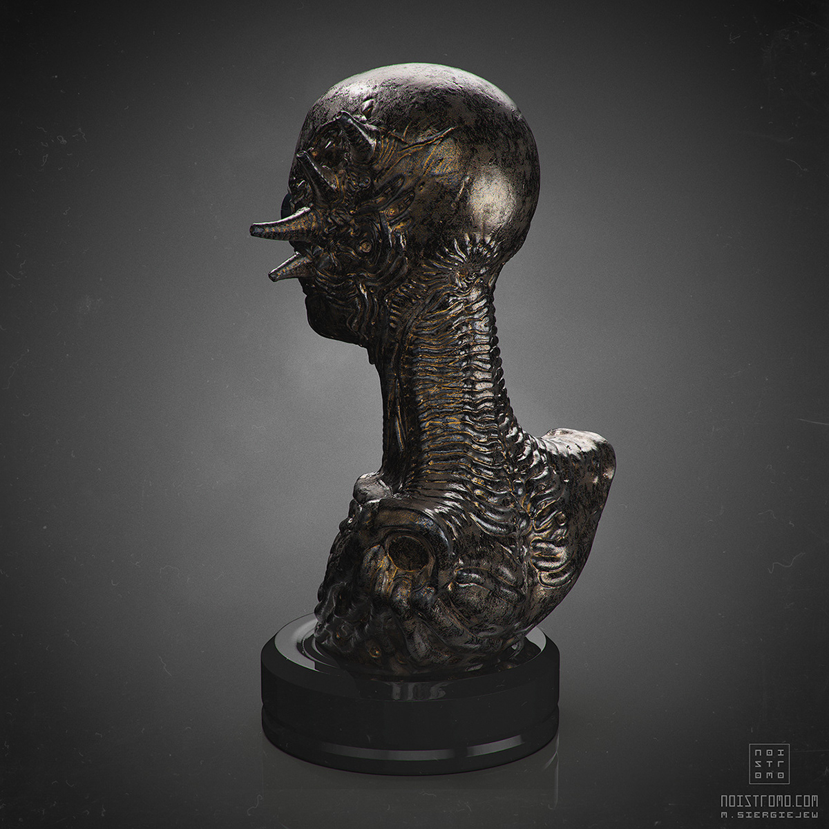 biomechanical bust creepy dark design horror monster Sculpt Zbrush