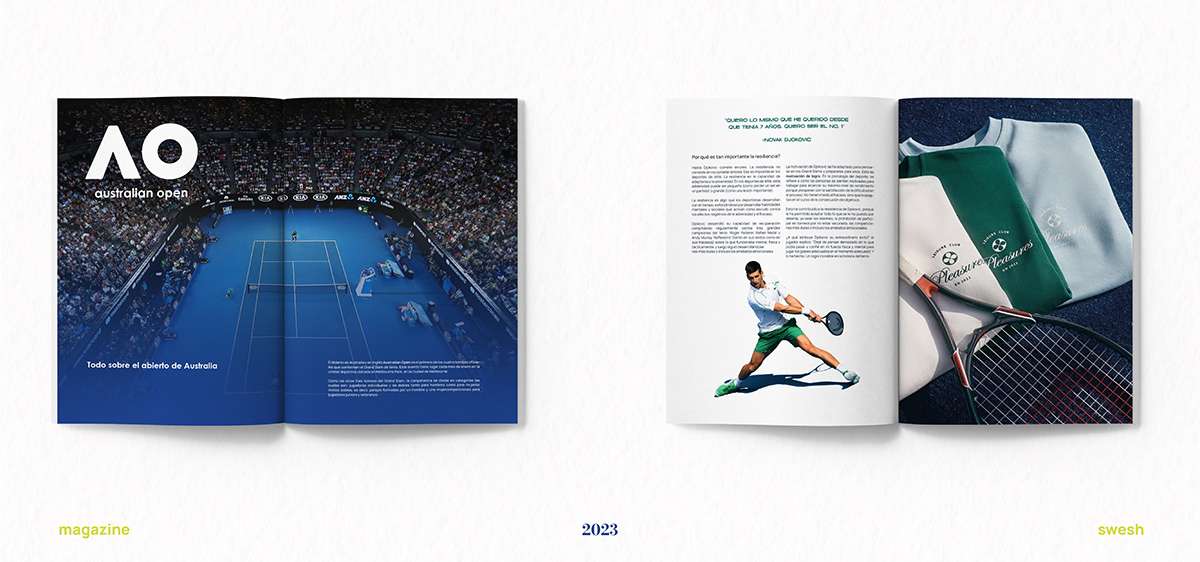 Magazine design tennis Sports Design brand identity design Graphic Designer editorial design  roger federer Serena Williams rafael nadal