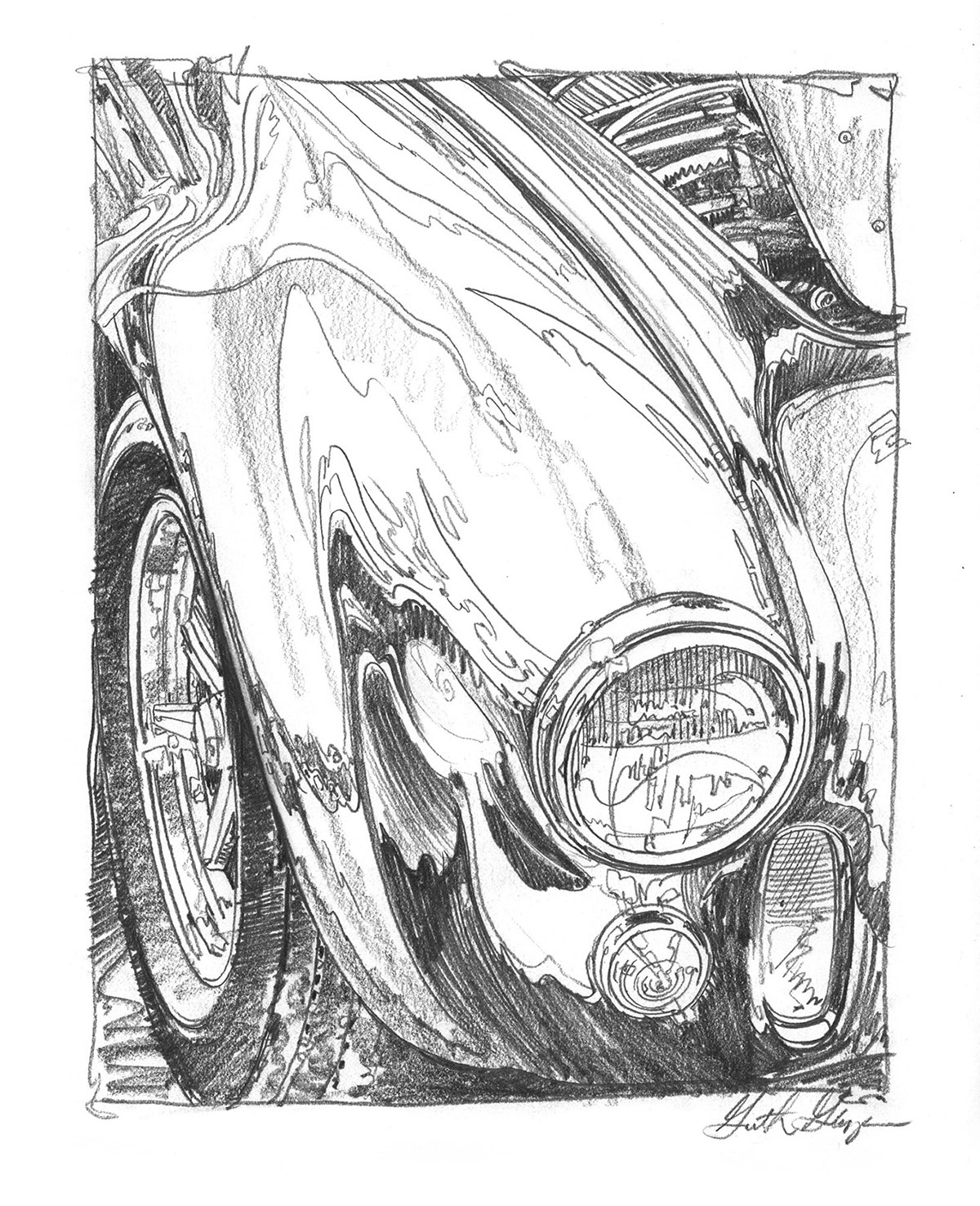 illustration of an old car, drawing of a classic vehicle Stock Photo - Alamy