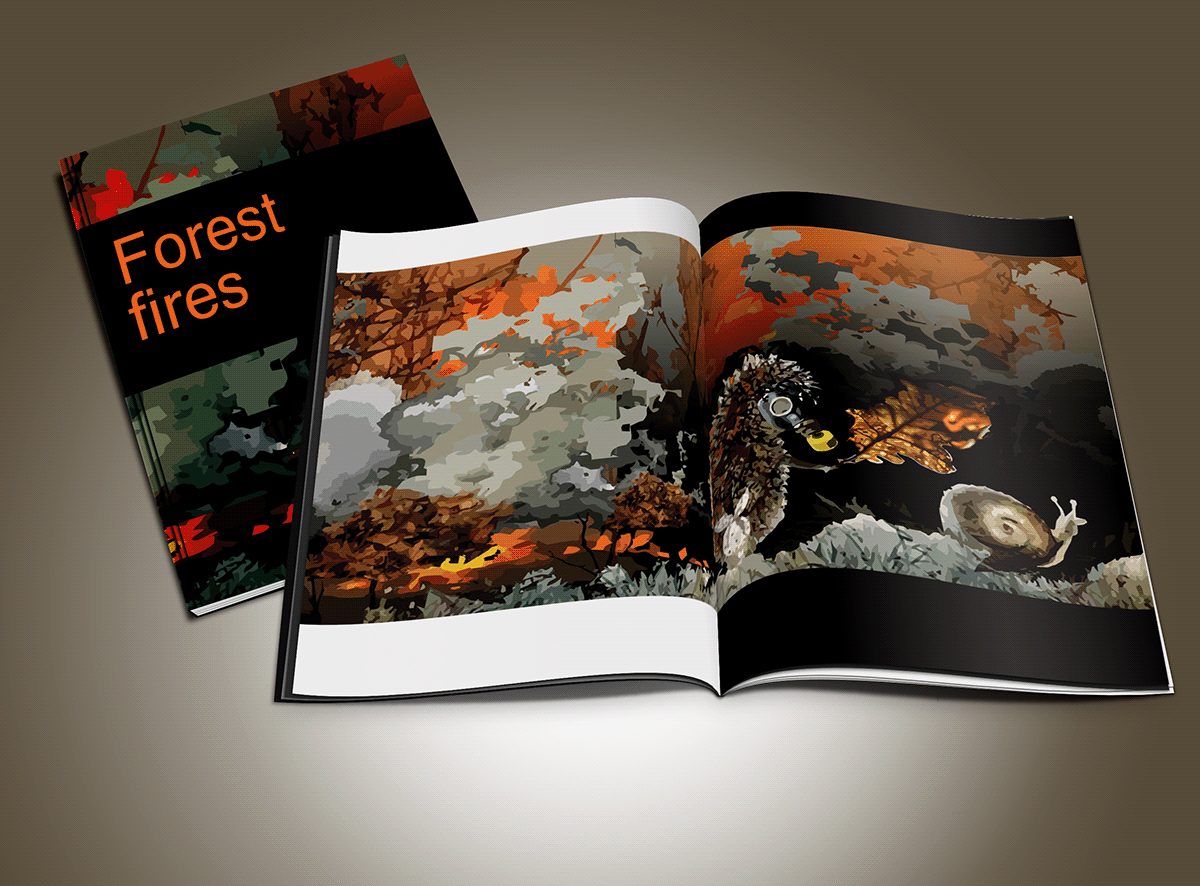animal Booklet Character design Ecology fire forest graphic design  ILLUSTRATION  Nature