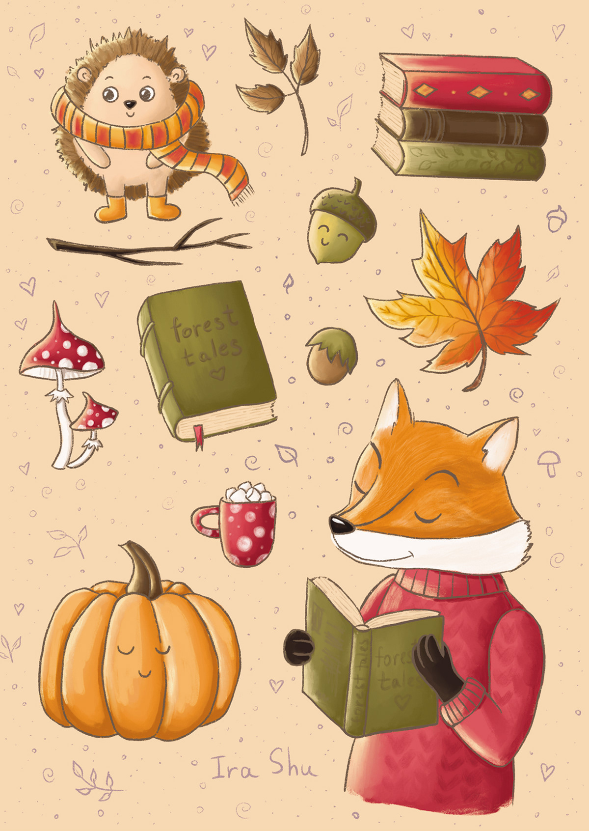 autumn cozy autumn Digital Drawing forest treasures helloween kiss cut Magic   PROCREATE ART sticker sheet witchcraft