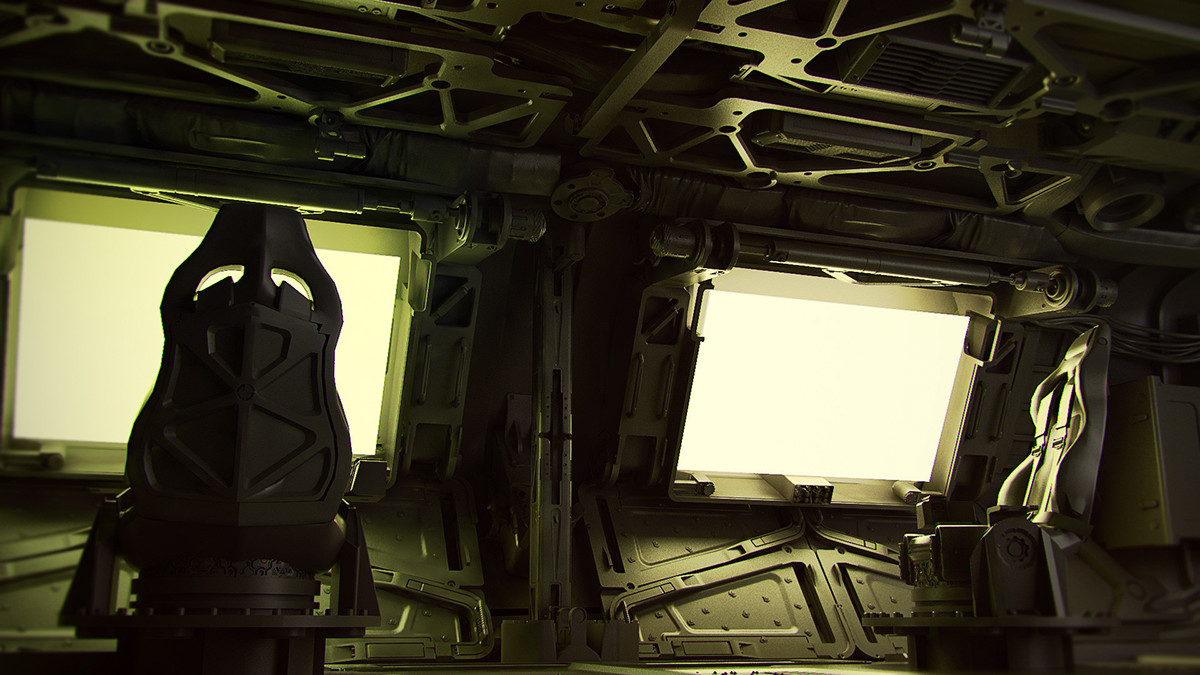 tech mech Interior cockpit Military robot drone ai