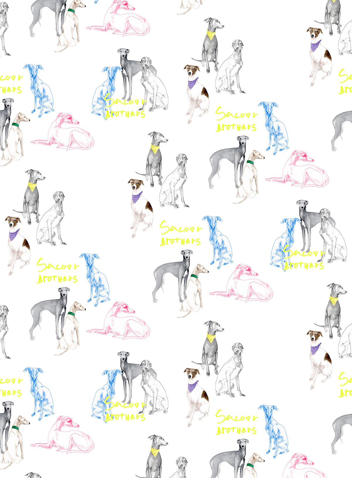 design Fashion  watercolor pets dogs prints