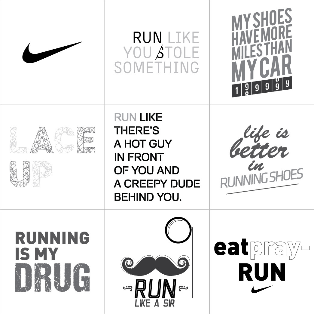 Nike run running tshirt series textile type typo sport