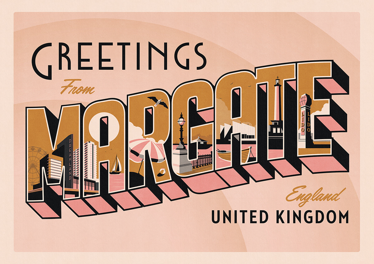 Greetings from ... Retro Postcard Style Prints on Behance