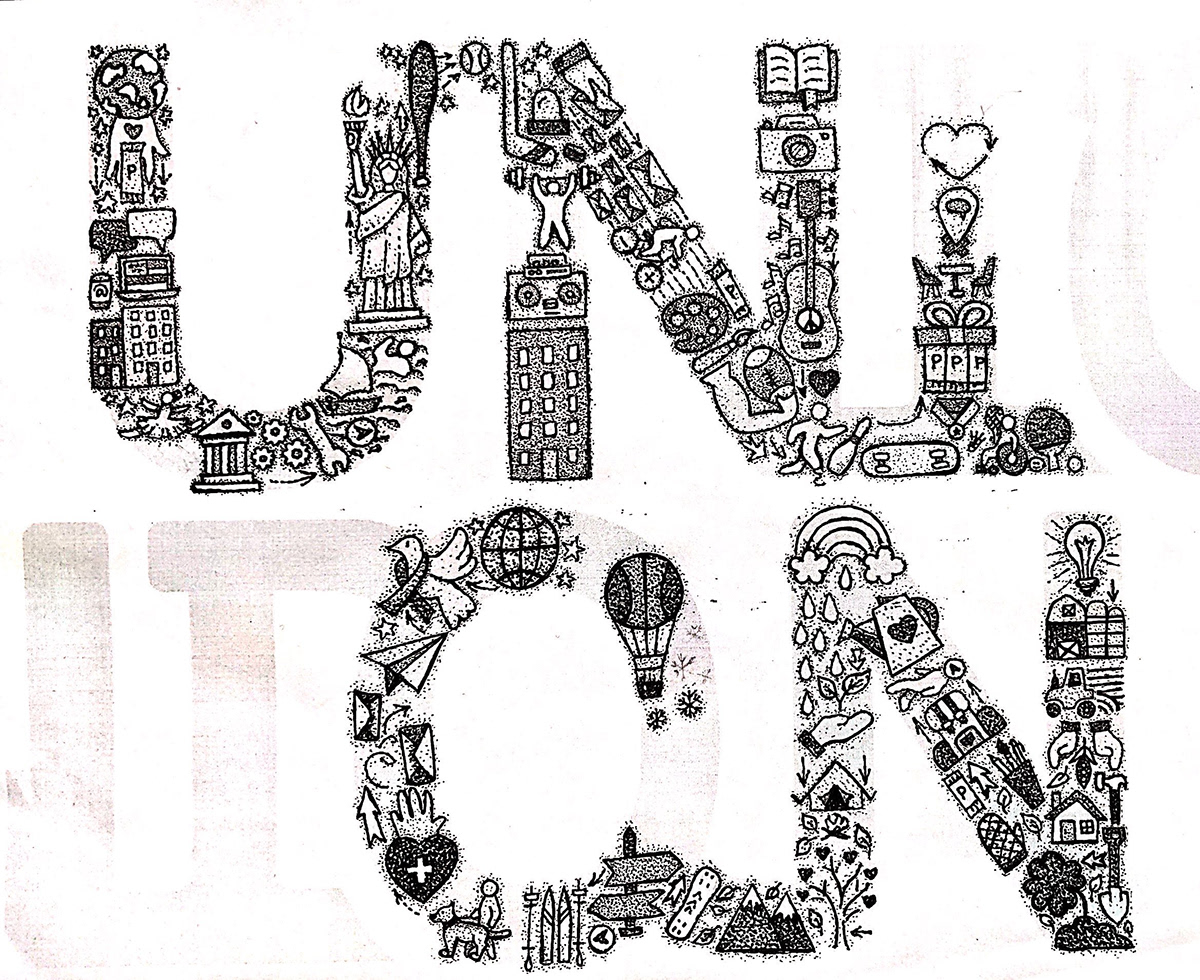 design doodle lettering line art logo Logo Design sketch typography   union vector