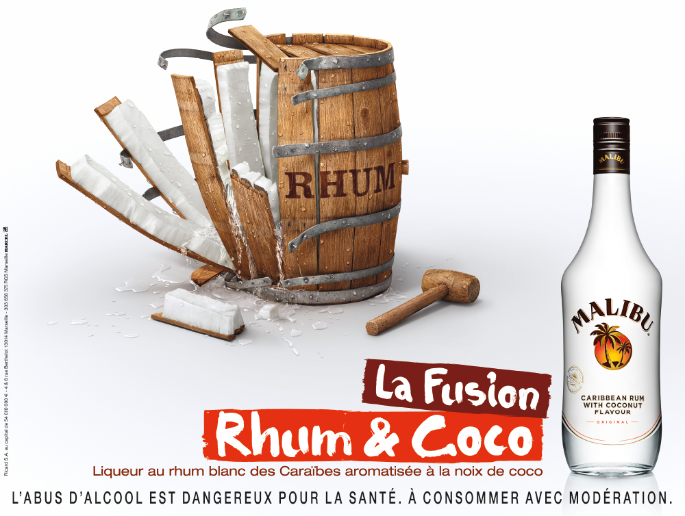 Advertising  MALIBU print Coconut RHUM Rum Coco alcohol