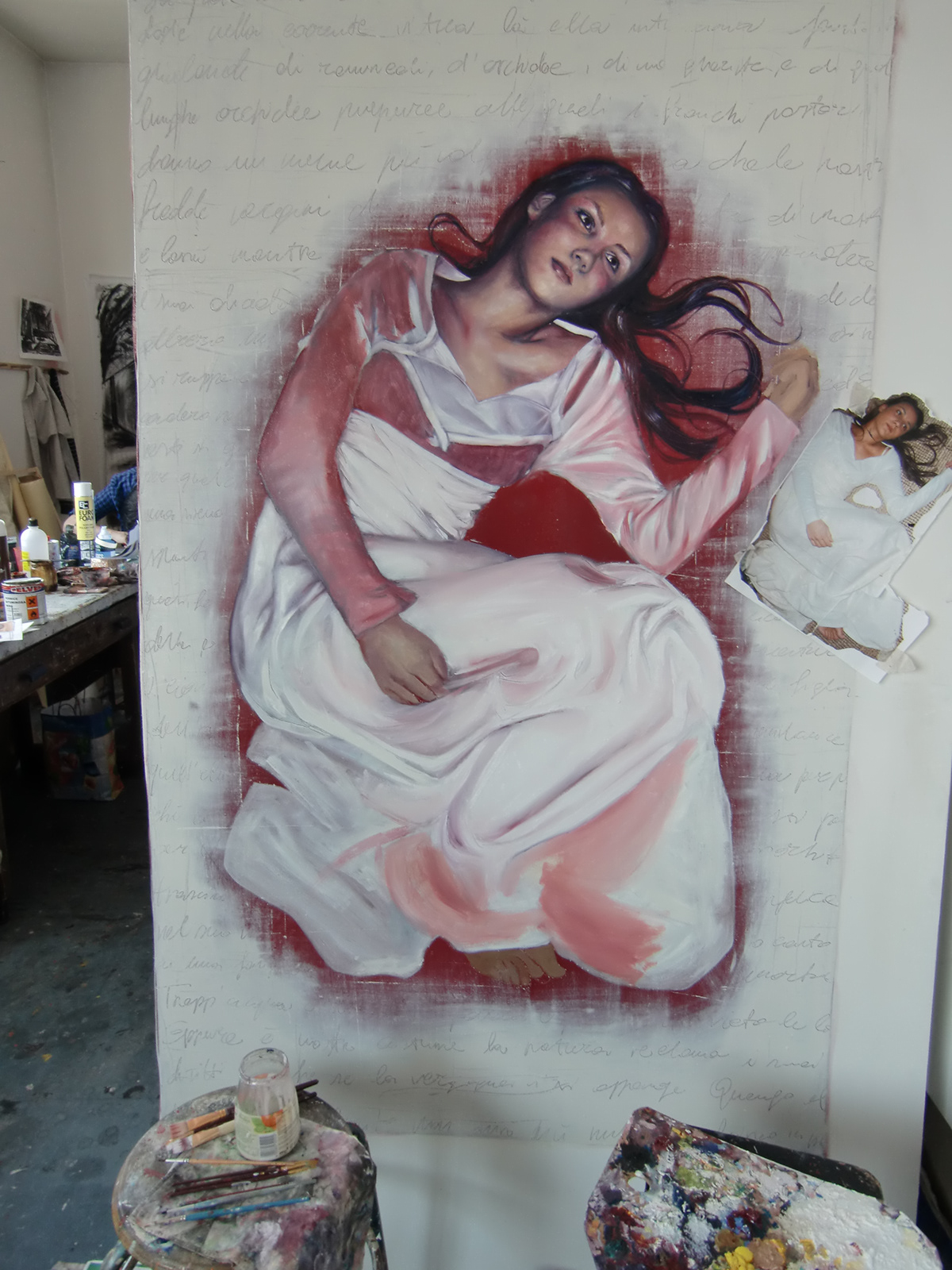ophelia oil canvas self-portrait portrait magenta Amleto
