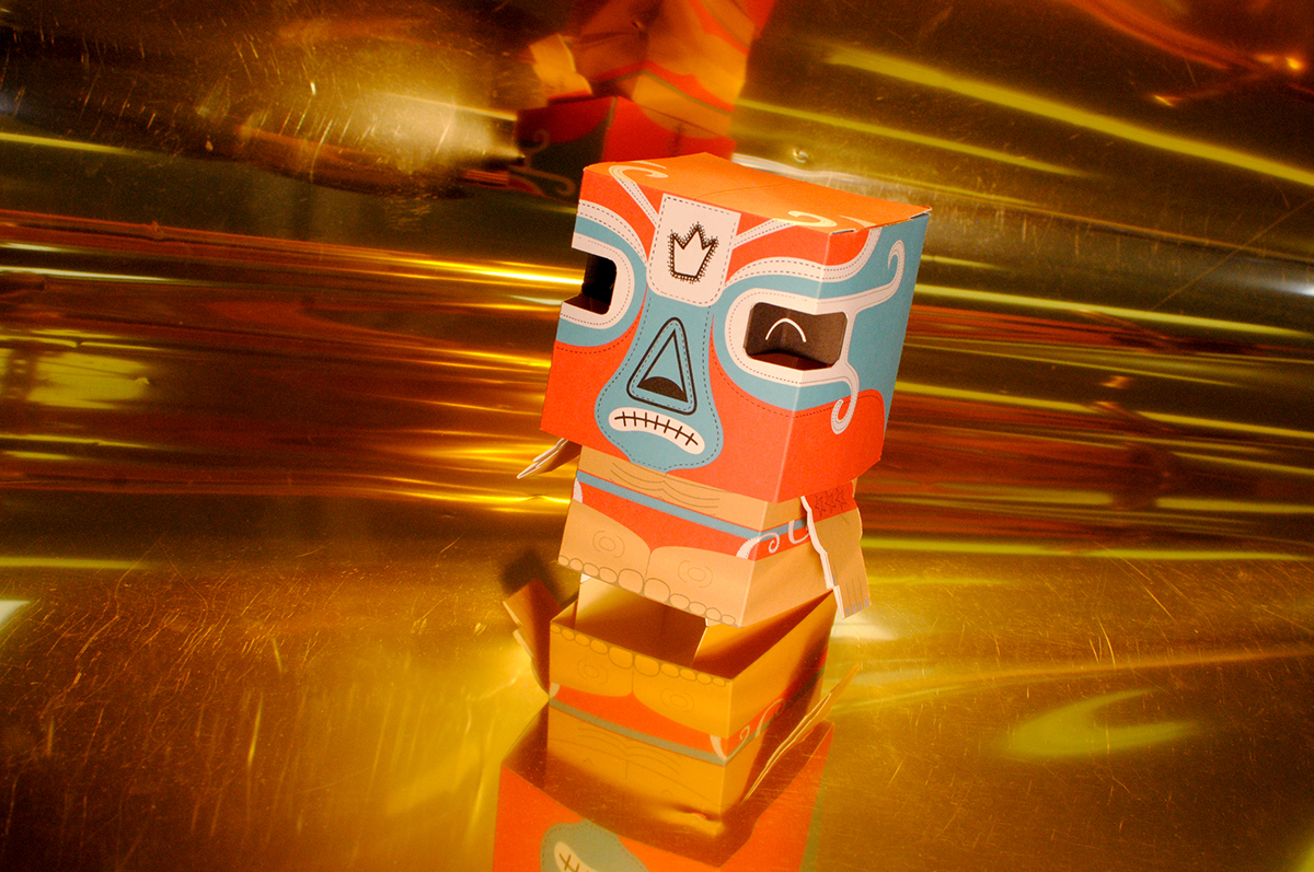 luchador Mexican paco red paper toy paper toy Wrestler fold template