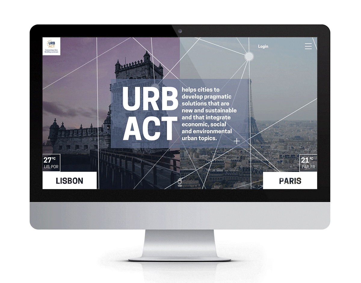 UI ux design urbact navigation Website vertical dinamic Cities Europe