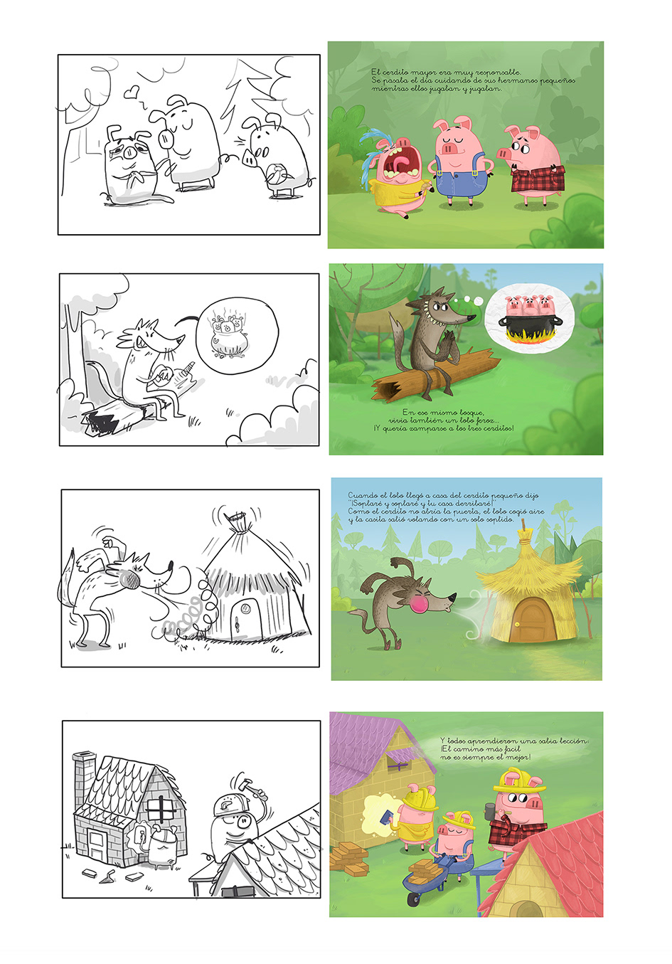 cerditos cuento TALES infantil little pigs traditional animals