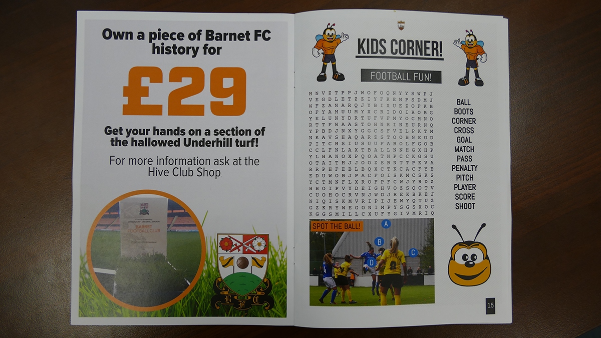 programme magazine design Layout print printdesign brochure football barnetfc londonbees womensfootball women