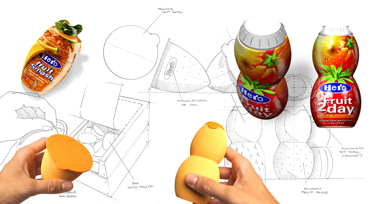 Hero Fruit2day structural packaging packaging design bottle design drink Fruit blow molding Brand Design Creativity Co-creation consumer insight FLEX/the INNOVATIONLAB