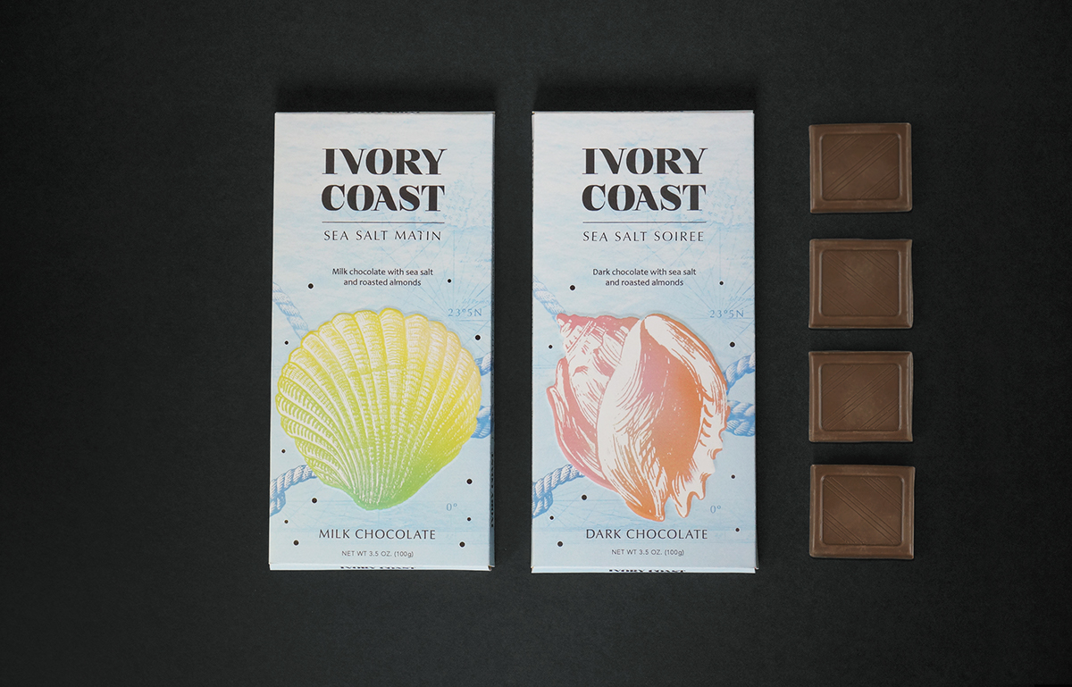 ivory coast chocolate chocolate packaging pratt seashell