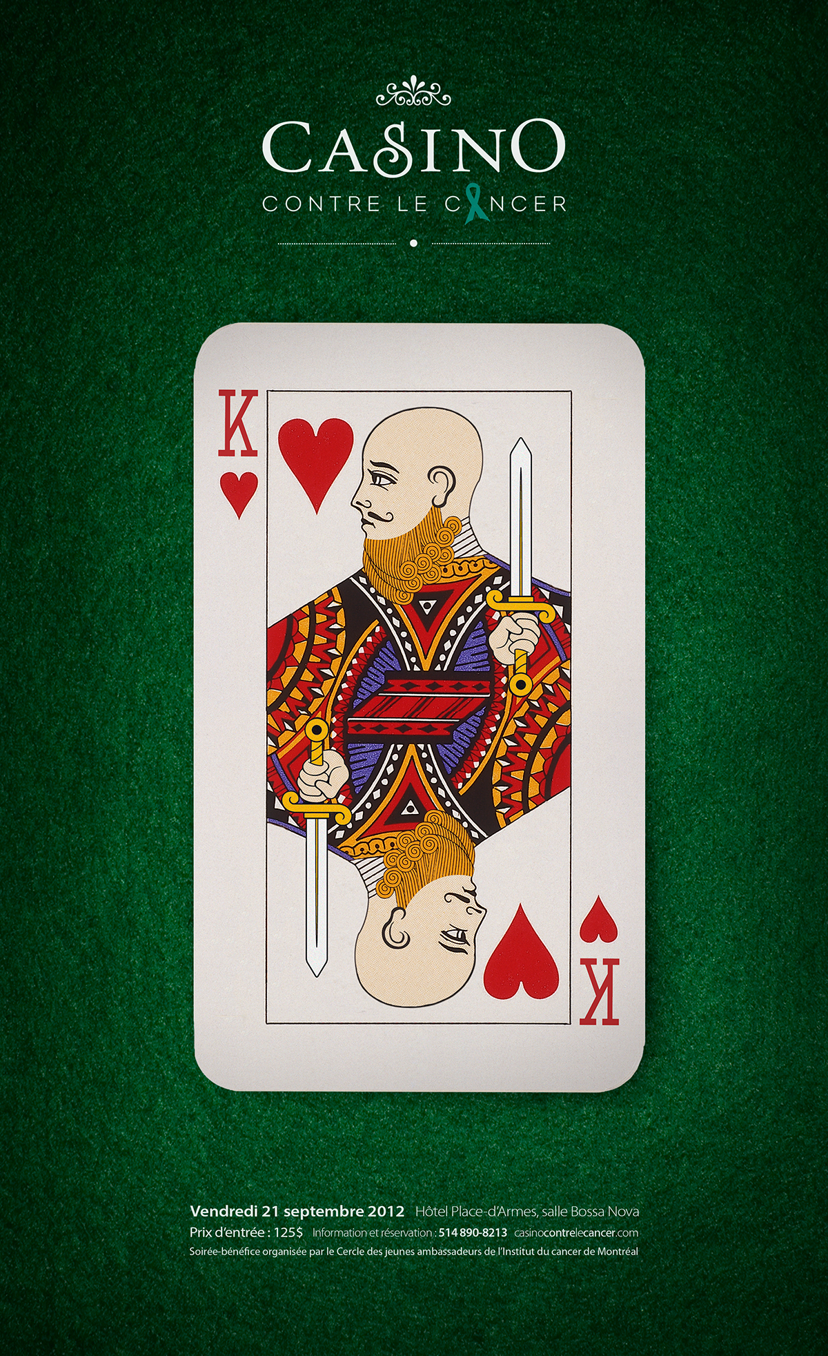 cancer print playing card king queen valet ticket logo campagne casino