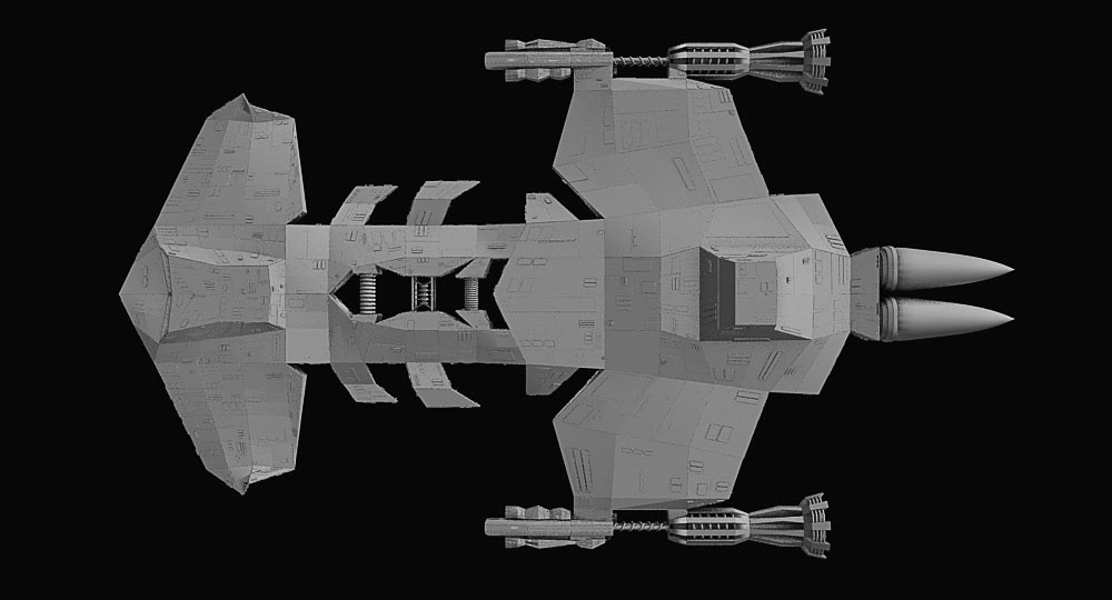 battlrecruiser Space  dark starcraft 3D Render lights top view