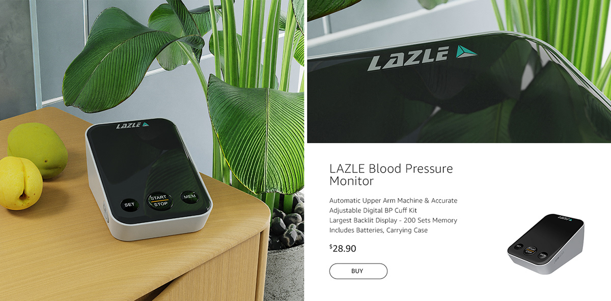 3D Amazon banner Blood Pressure CGI Health medicine product visualization Render visualization