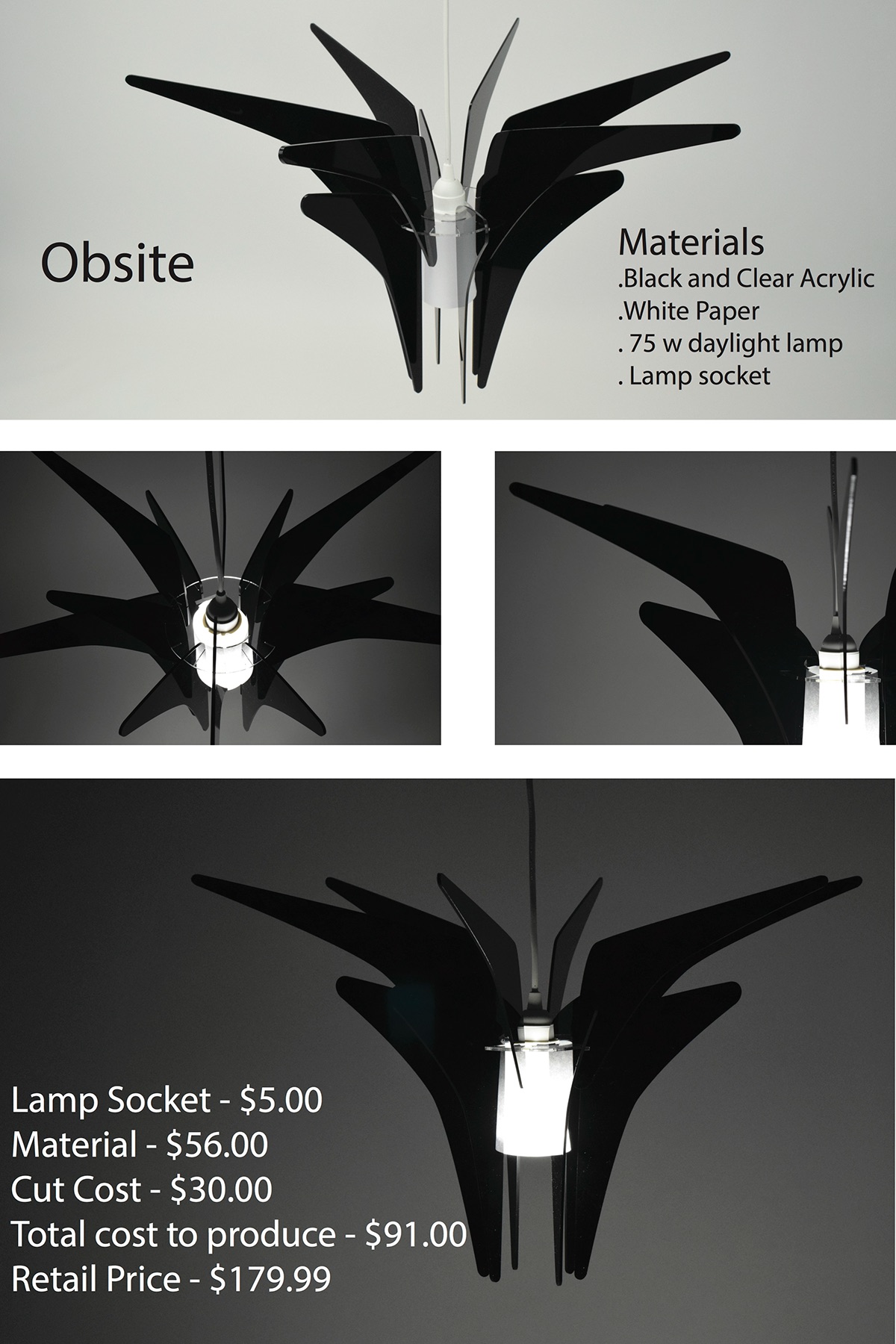 Lamp lamps Flat pack lamp luminaire black acrylic shiny lights decor home Interior sleek glossy contemporary