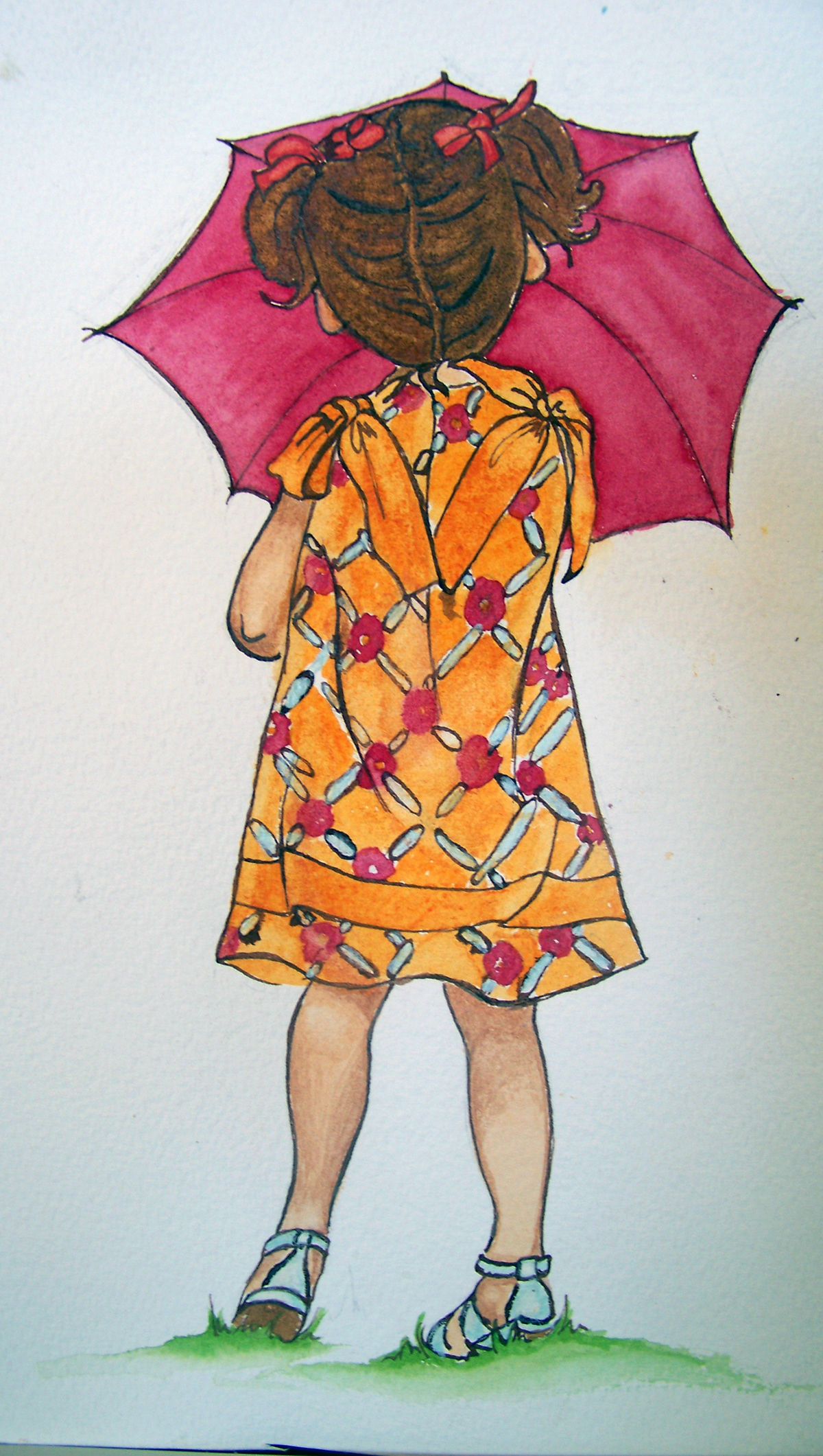 personal projects  watercolour  copic marker iris  bearded iris  nature  squirrel girl Umbrella mouse