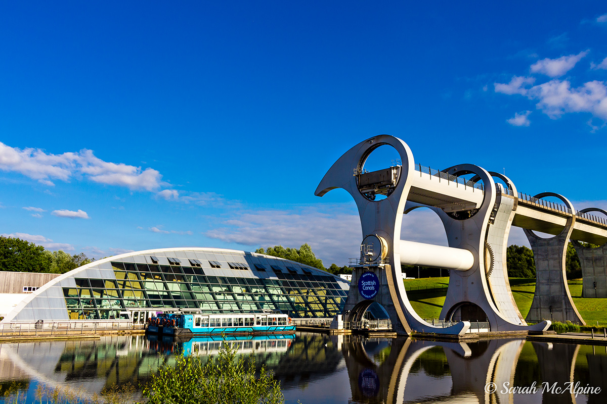 kelpies falkirk wheel Landscape sculpture metal scotland boat water horse pony
