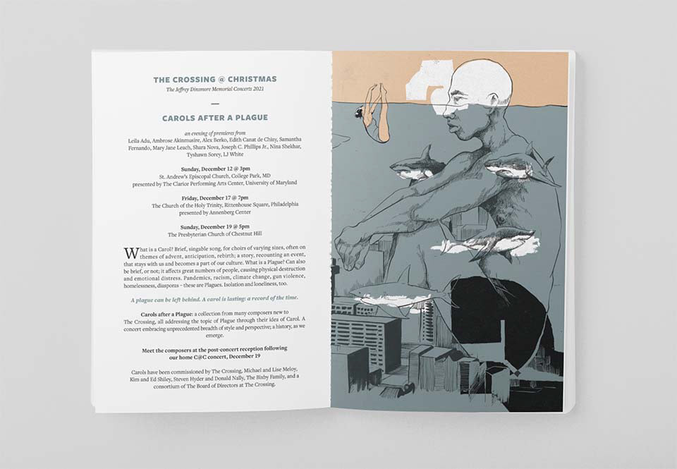 Booklet design and illustrations for the Crossing Choir in Philadelphia.