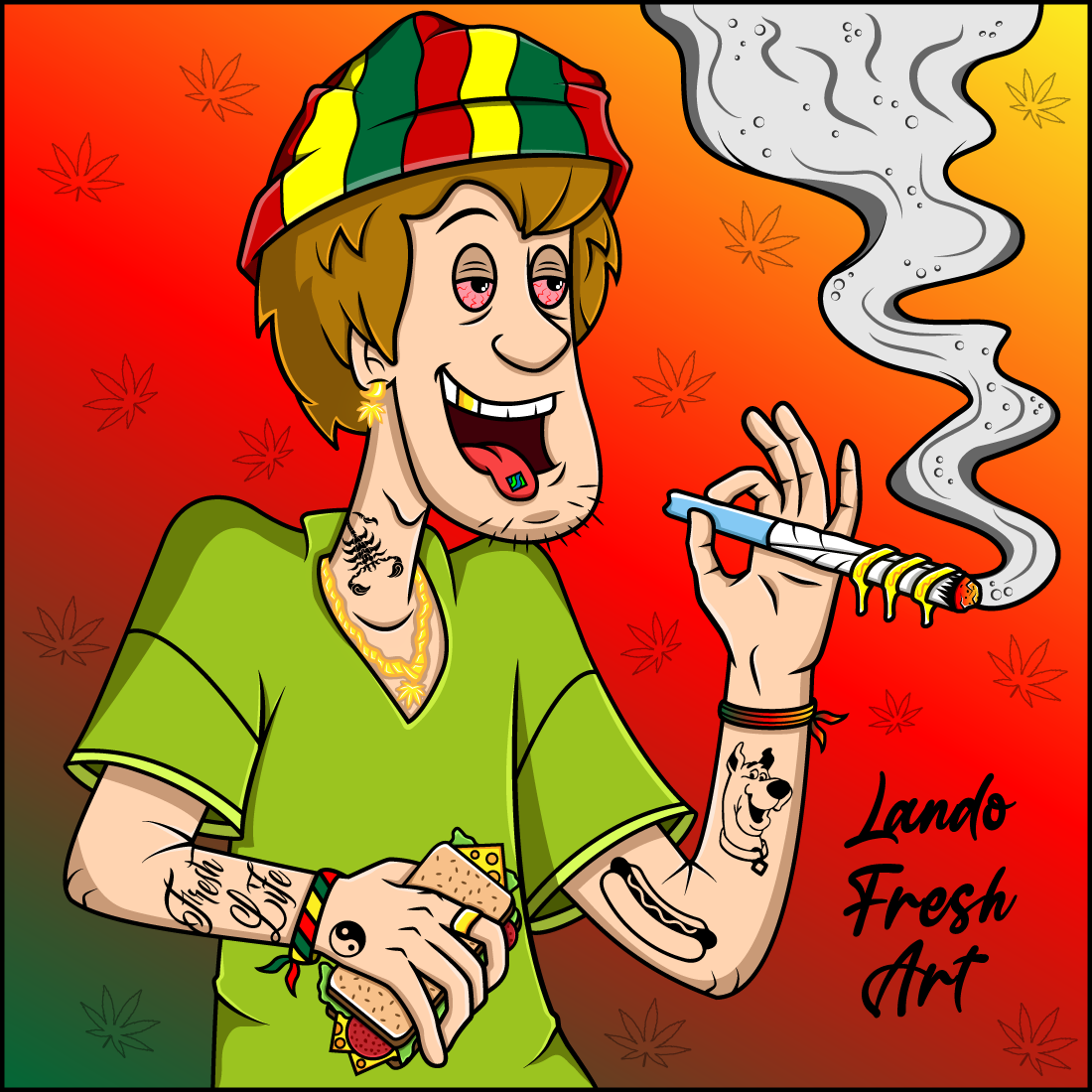 Shaggy Smoking illustration Scooby-Doo on Behance