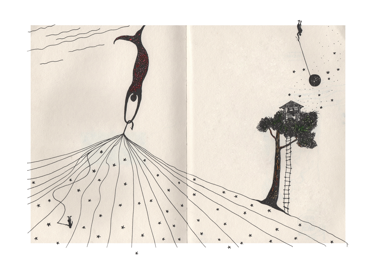 abstract sketch book Tree  Love Bicycle