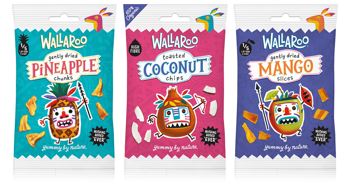packaging design Design for Print characters HAND LETTERING snacks For Kids Fruit warriors Fun Food 