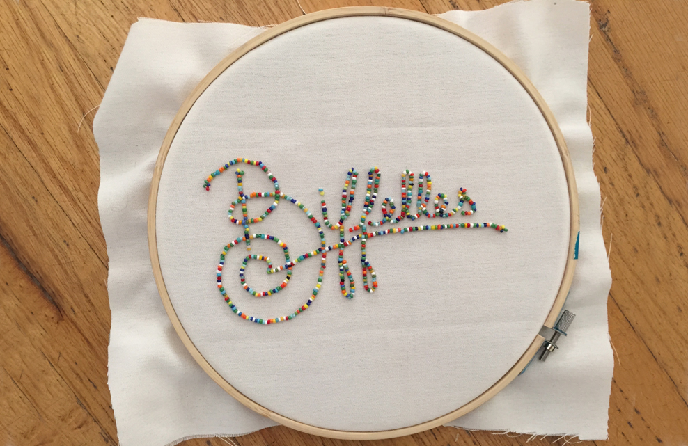 type Embroidery embroidered type craft typography beaded type beaded typography Beaded Embroidery embroidery illustration textile typography embroidered lettering