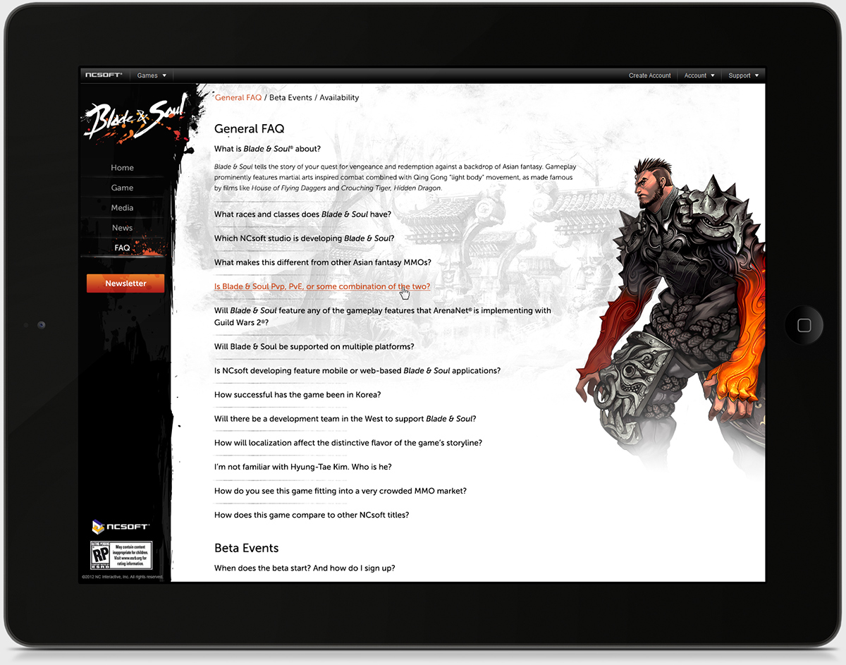 ux UI interactive design mmorpg blade and soul