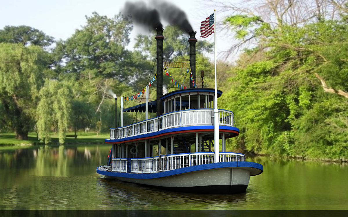 steamboat suwanee Henry Ford Greenfield Village  River Boat Steam 3D mode brian fisher  Maya