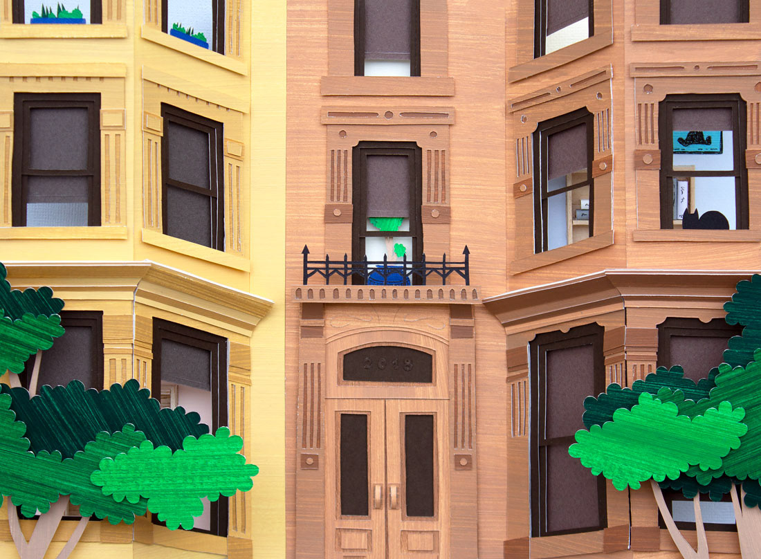 architecture Brooklyn brownstone commission cut paper House Portrait New York nyc paper paper art