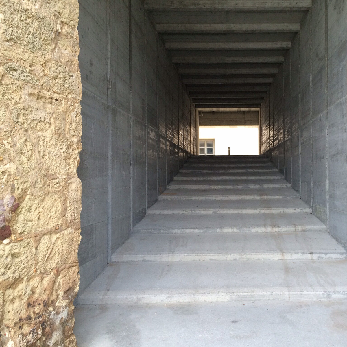 stairs ramps sardinia refurbishment steel concrete exposed stone lightness net roughness SKY sea