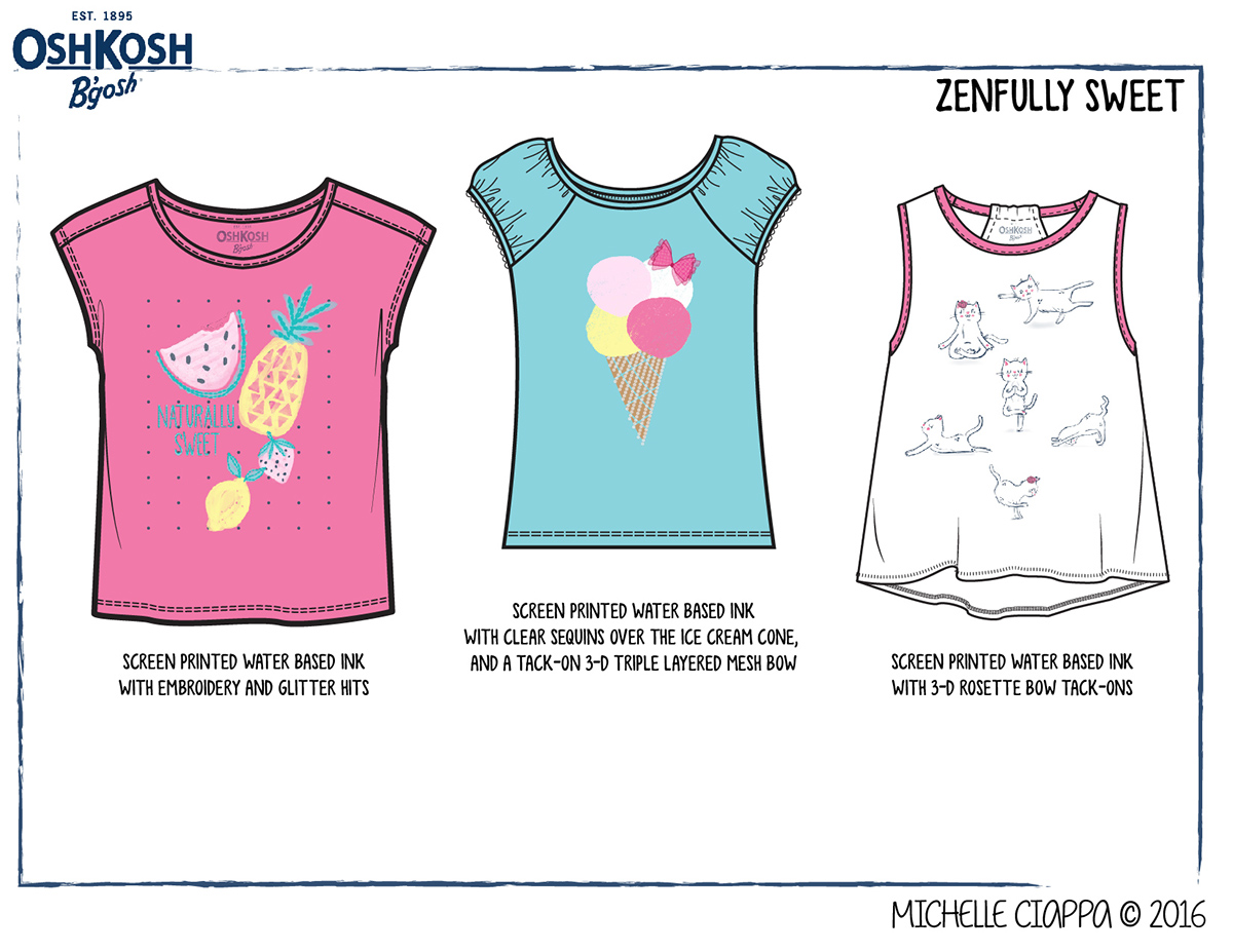 OshKosh inspiration graphics kids apparel Illustraion summer