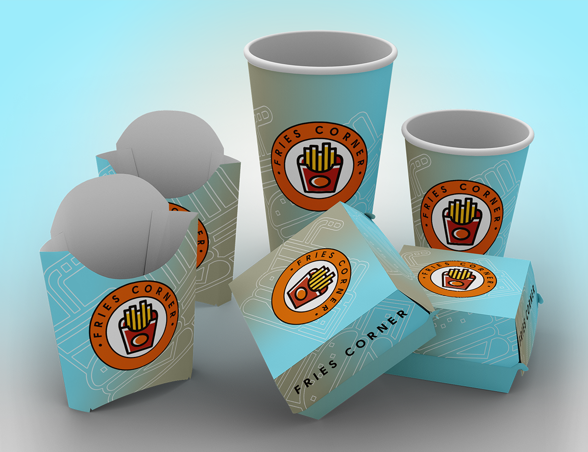 logo branding  Fries corner fast Food  restuarant