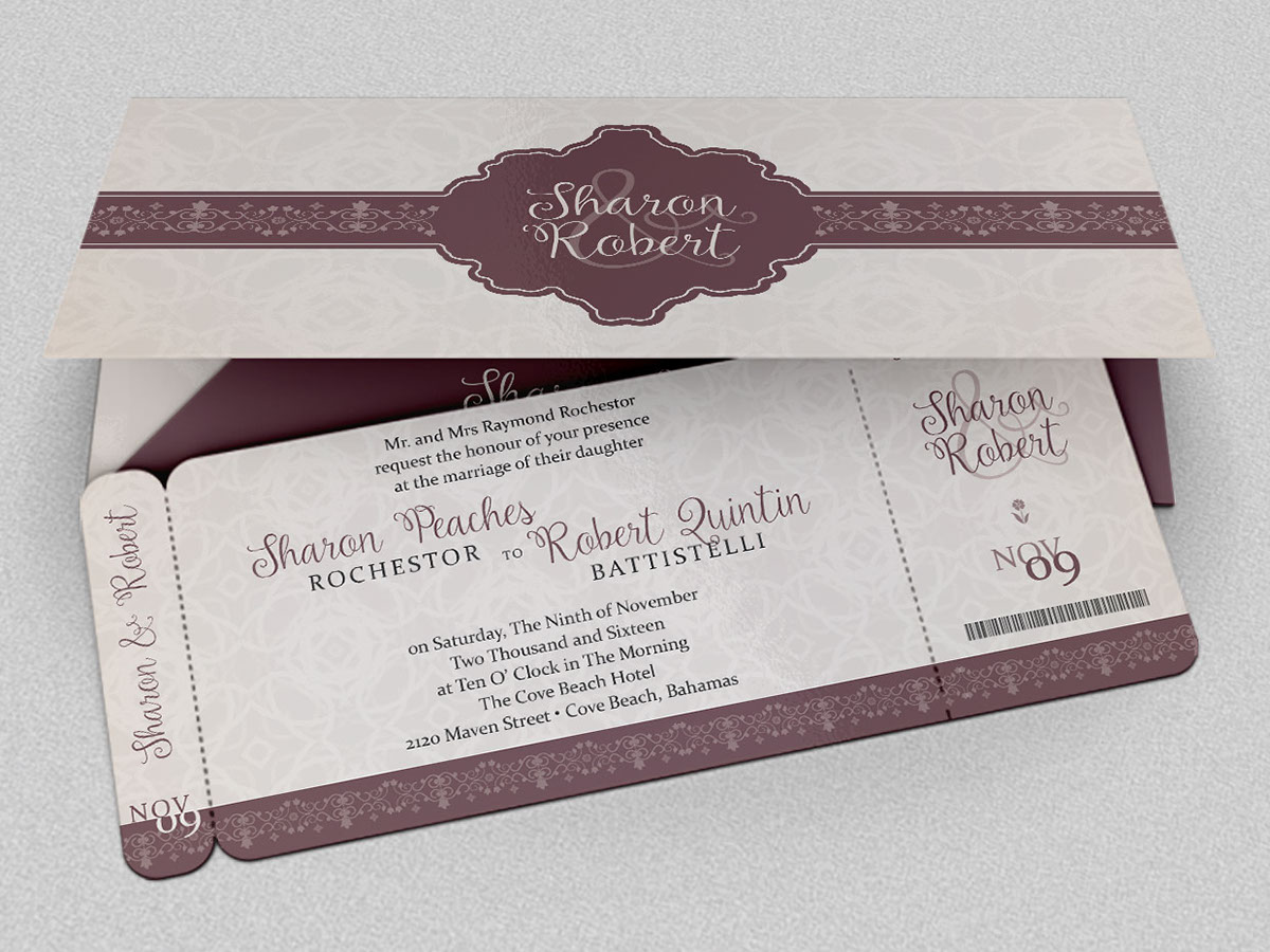 Wedding Boarding Pass Invitation Template on Behance Pertaining To Wedding Card Size Template