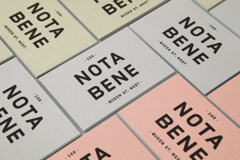 Toronto blok design identity restaurant Nota Bene 